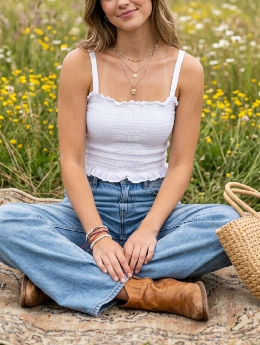 Sunday Best White Smocked Top